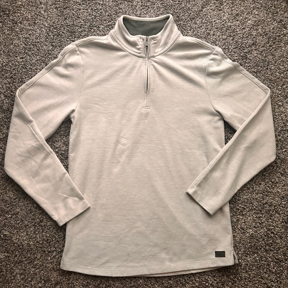 Men’s Gray Quarter Zip Pullover Medium Long Sleeve Lightweight Casual Top